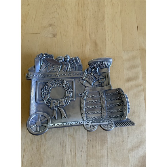 May Department store Other - Vintage Home For The Holidays Christmas TRAIN Aluminum Candy Dish 1997